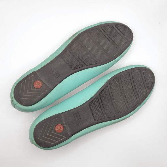 Hunter Womens Ballet Flats Size 9 Rubber Aqua Slip-On Shoes Round Toe Black Trim - Picture 3 of 7